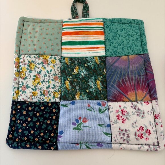 Quilted Pot Holders Handmade Matching x2 Colourful - Picture 4 of 7